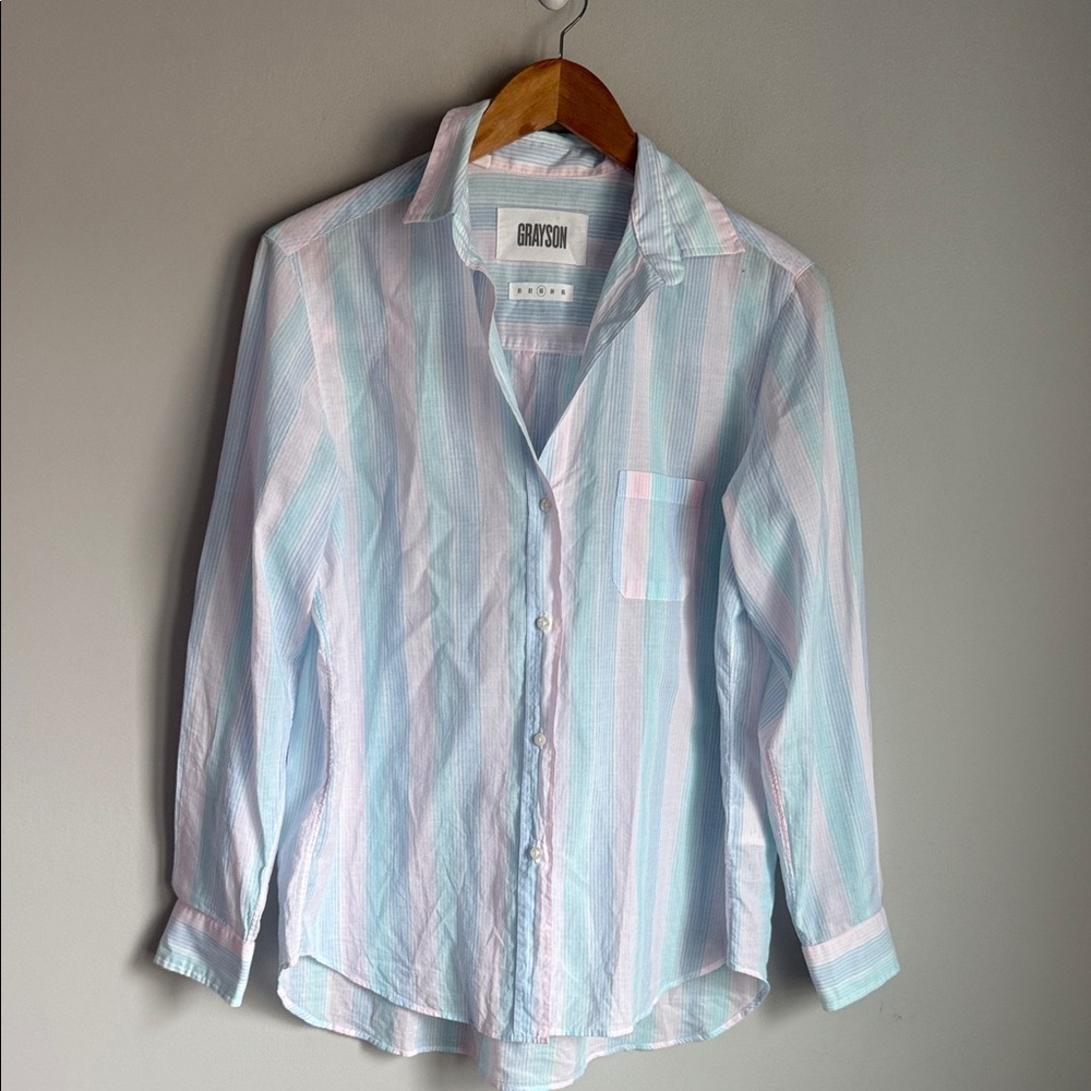 Grayson The Hero cotton blouse in pastel stripes Medium